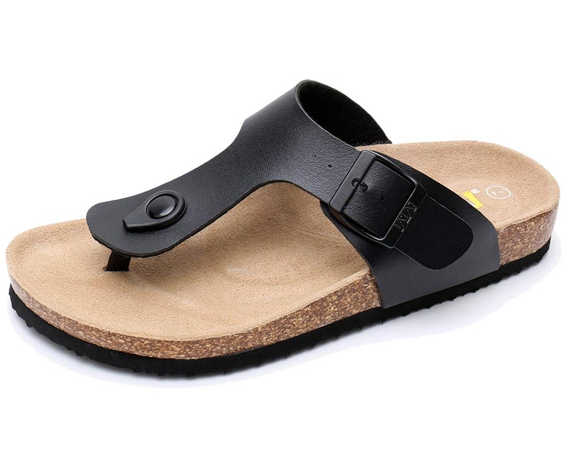 WTW Men's Cork Footbed Sandals Slip on Beach Slide Slipper Shoes with Adjustable Metal Buckle Strap for Men Causal Style - Image 1